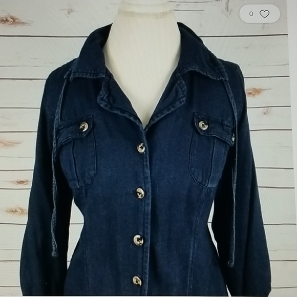 Cabi 340 blue denim button long jacket SZ Small - Picture 2 of 9